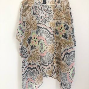 Chiffon Floral Geometric Kimono